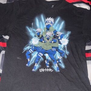 Black Graphic T-Shirt with Anime Design